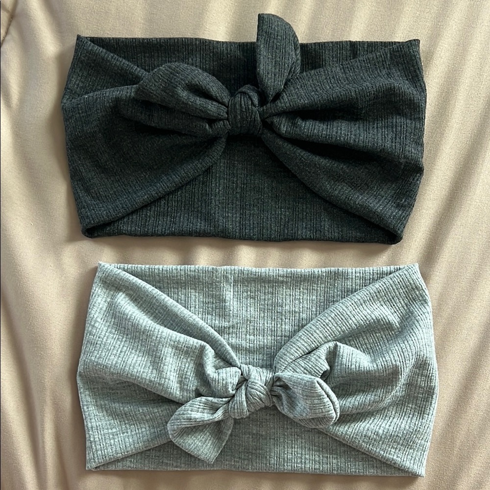 Stylish Black and Gray Knotted Headbands - Set of (2)